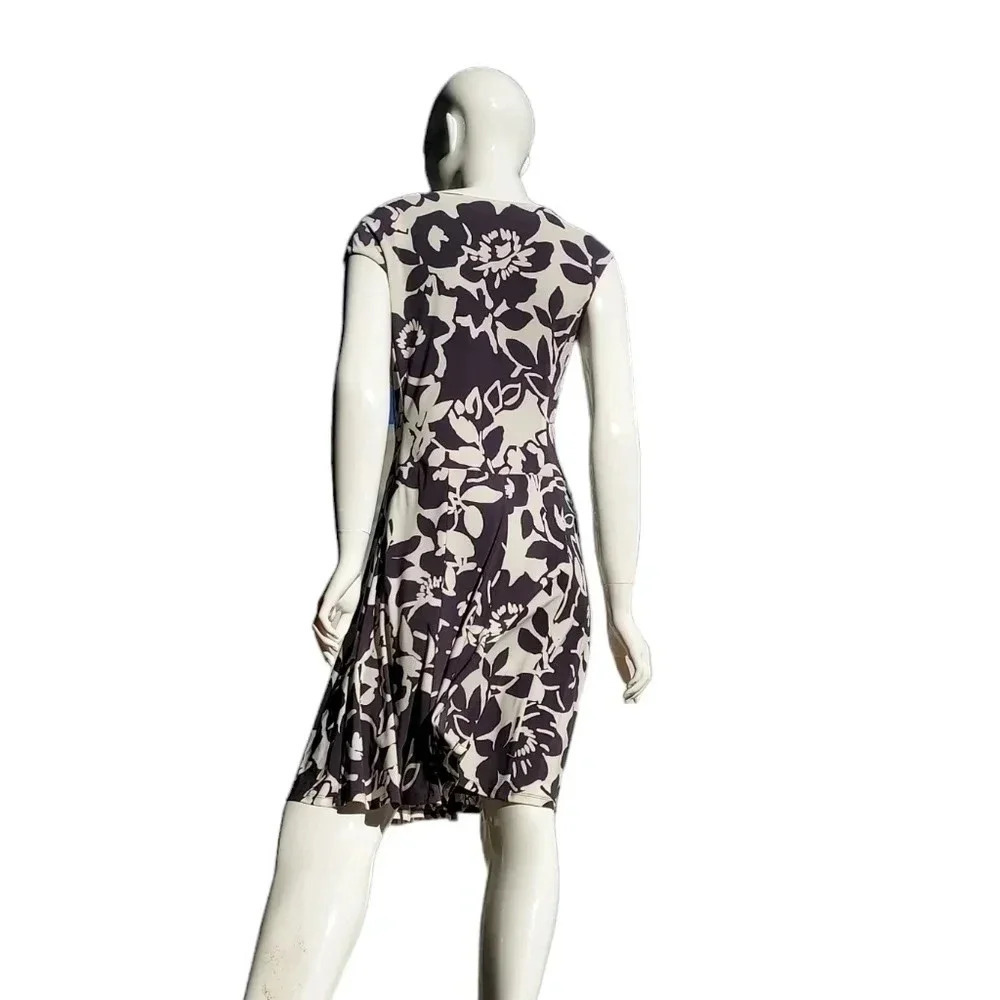 Lauren Ralph Lauren Gray and White Floral Ruched Womens Dress Size 6 - Picture 3 of 14
